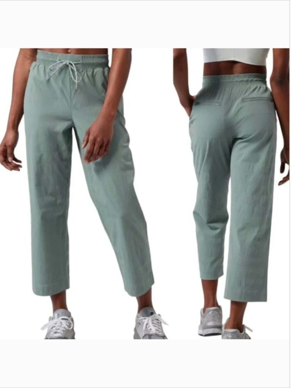 Athleta Minimalistic Green Trekkie Straight Crop Pants Size 6 988054